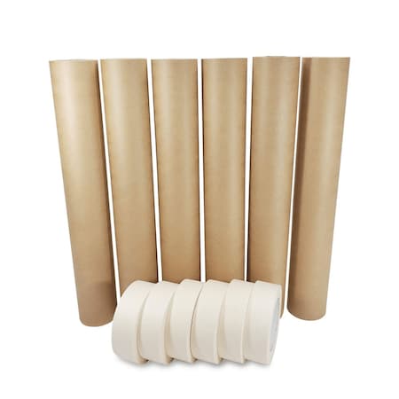 Idl Packaging 18in x 60 yd Masking Paper and 1 1/2in x 60 yd GP Masking Tape, for Covering, 6PK 6x GPH-18, 4457-112